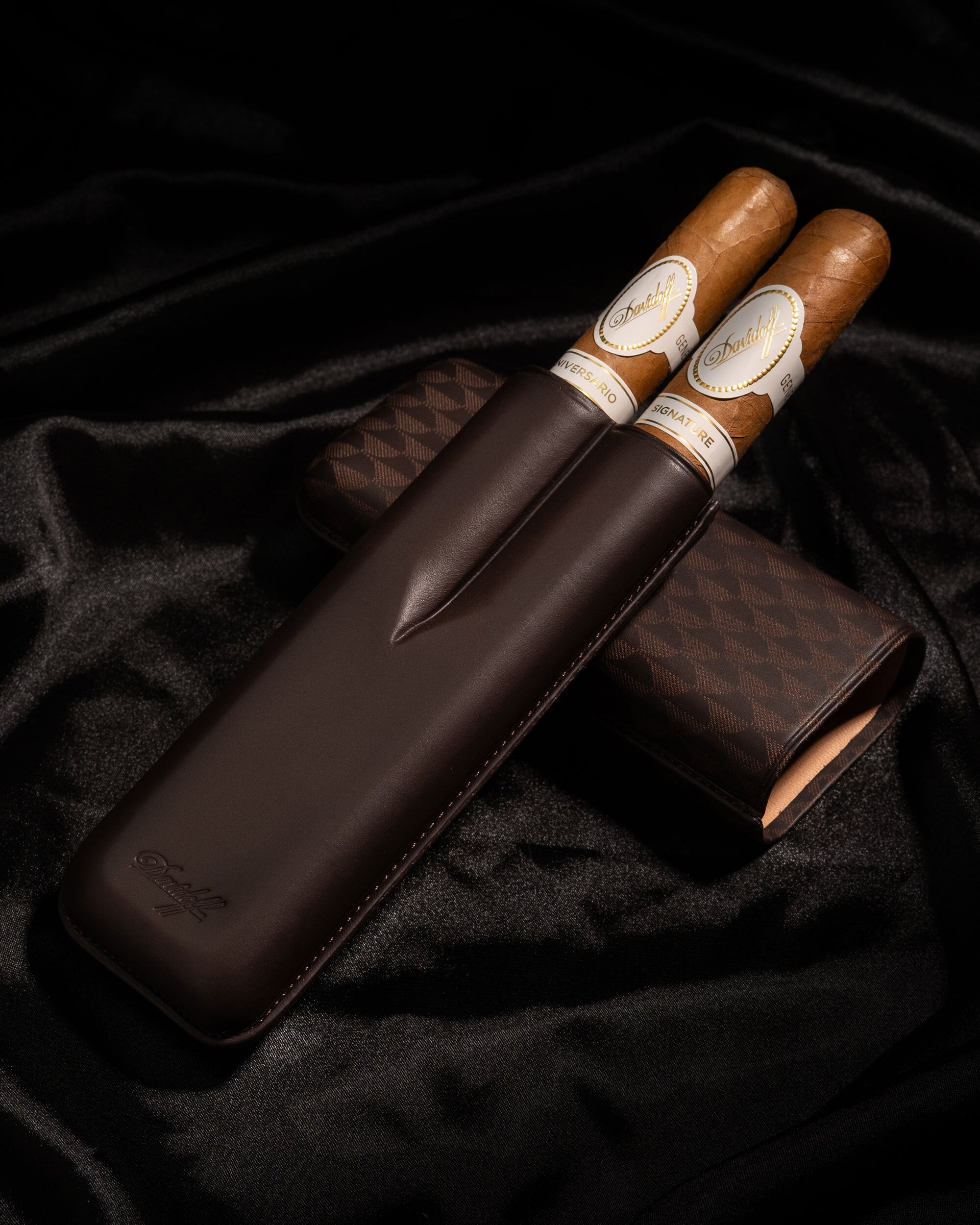 Davidoff Cigar Case Curing (XL-2 / Brown Leather) + 2 Cigars