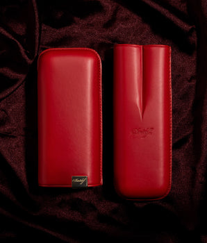 Davidoff Iconic Cigar Case (XL-2/Leather Red-Gold) + 2 Cigars